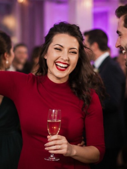 Invités riant et trinquant pendant la fête d'anniversaire